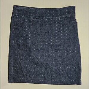 TALBOTS Stretch Denim Jean Pencil Skirt  Dark Wash Size 6 Polka Dot No Slit C144